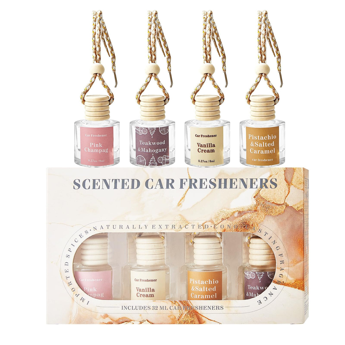 Car Air Freshener Diffuser, Hanging Car Scents Air Freshener, Car Fresheners Long Lasting, Essential Oil Diffuser, Fragrance Oil Air Diffuser, 4pcs