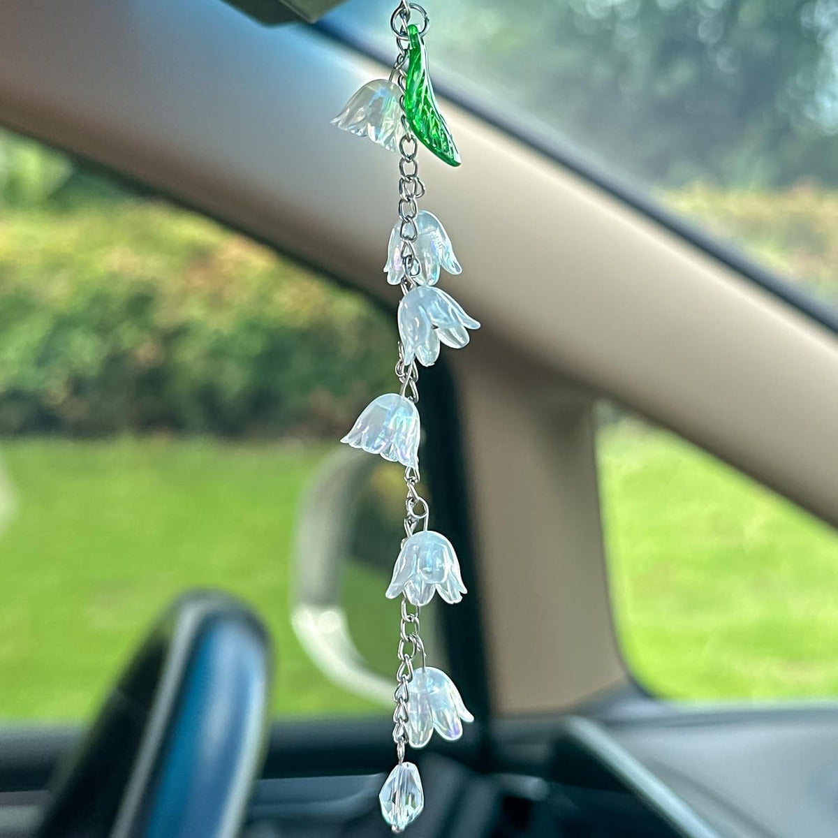 CASONA Flower Car Charm,Lily of the Valley Rearview Mirror Hanging Decor