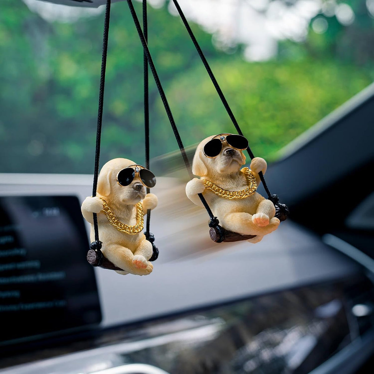 Floruit Labrador Retriever Car Mirror Hanging Accessories Cute Swinging Dog Rear View Mirror Accessories for Men & Women(Yellow)