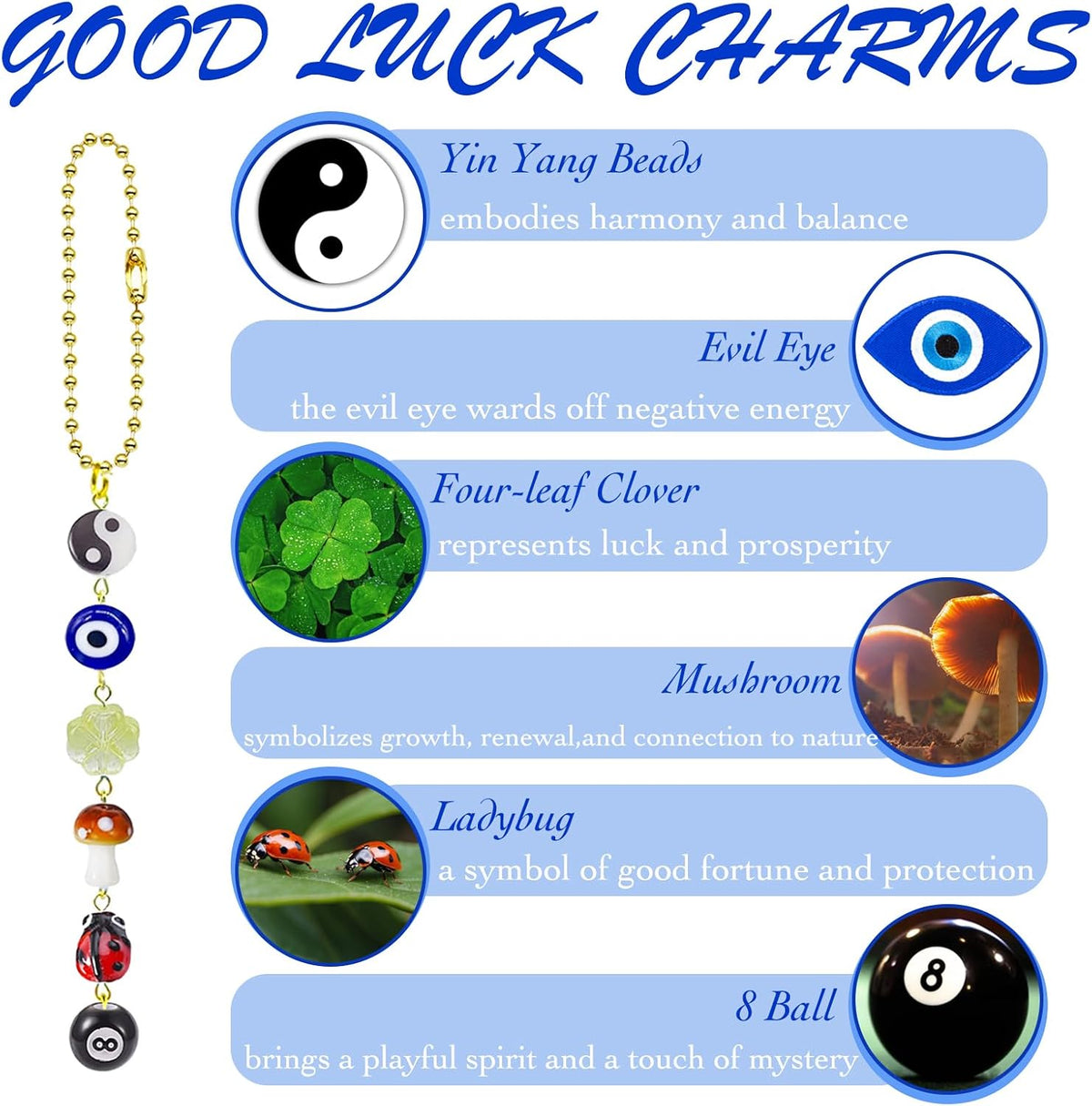 Evil Eye Car Hanging Charm,Rear View Mirror Accessories,Boho Mushroom Decor