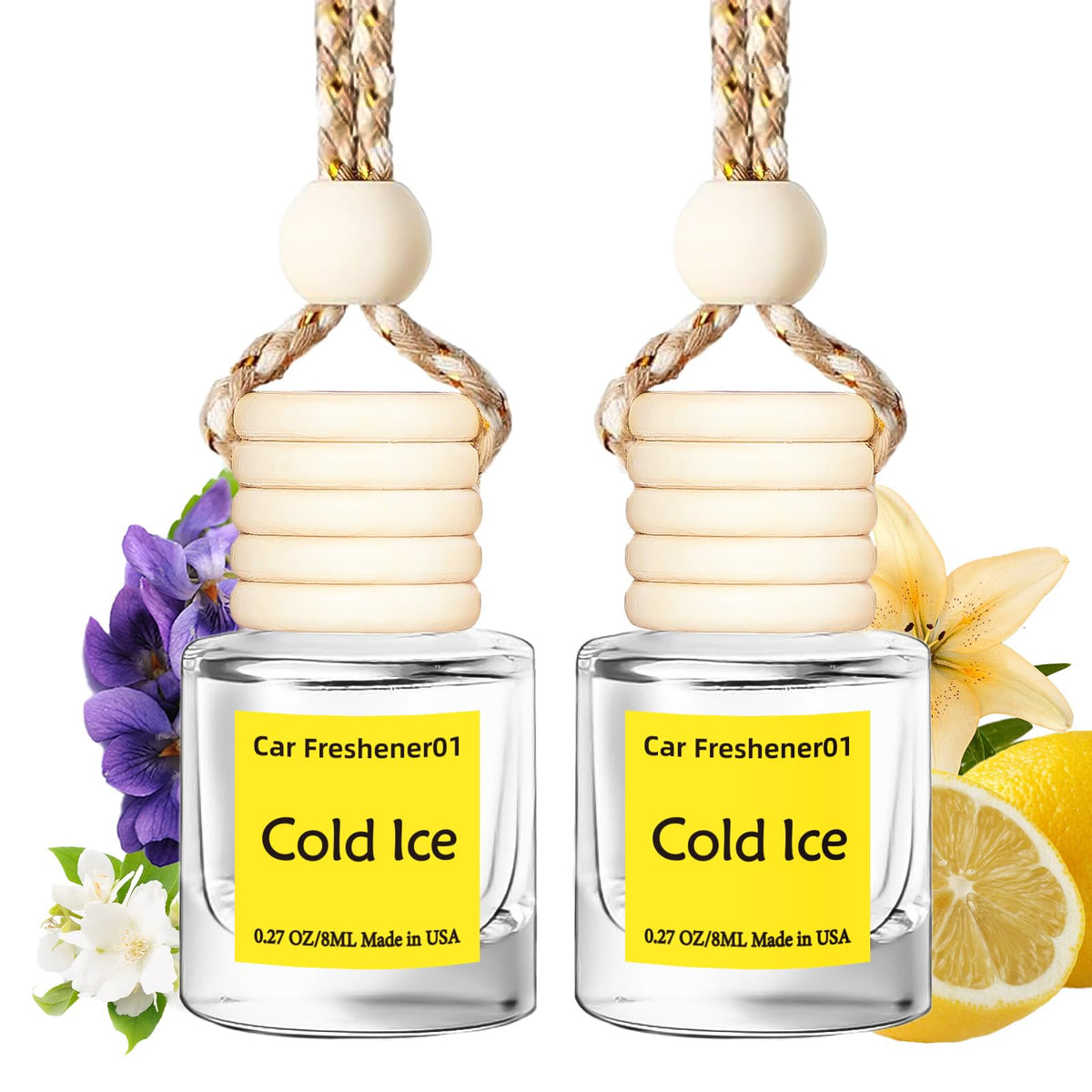 Hanging Car Air Freshener, Long Lasting Essential Oil Diffuser, Non-Toxic New Car Scent, Cute Car Fresheners for Women, 2 Pack Made in USA