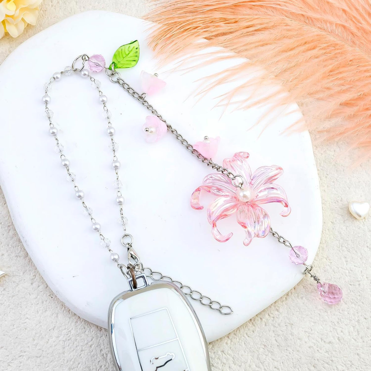 Flower Car Charms Rear View Mirror Hanging Accessories for Your Car Decor