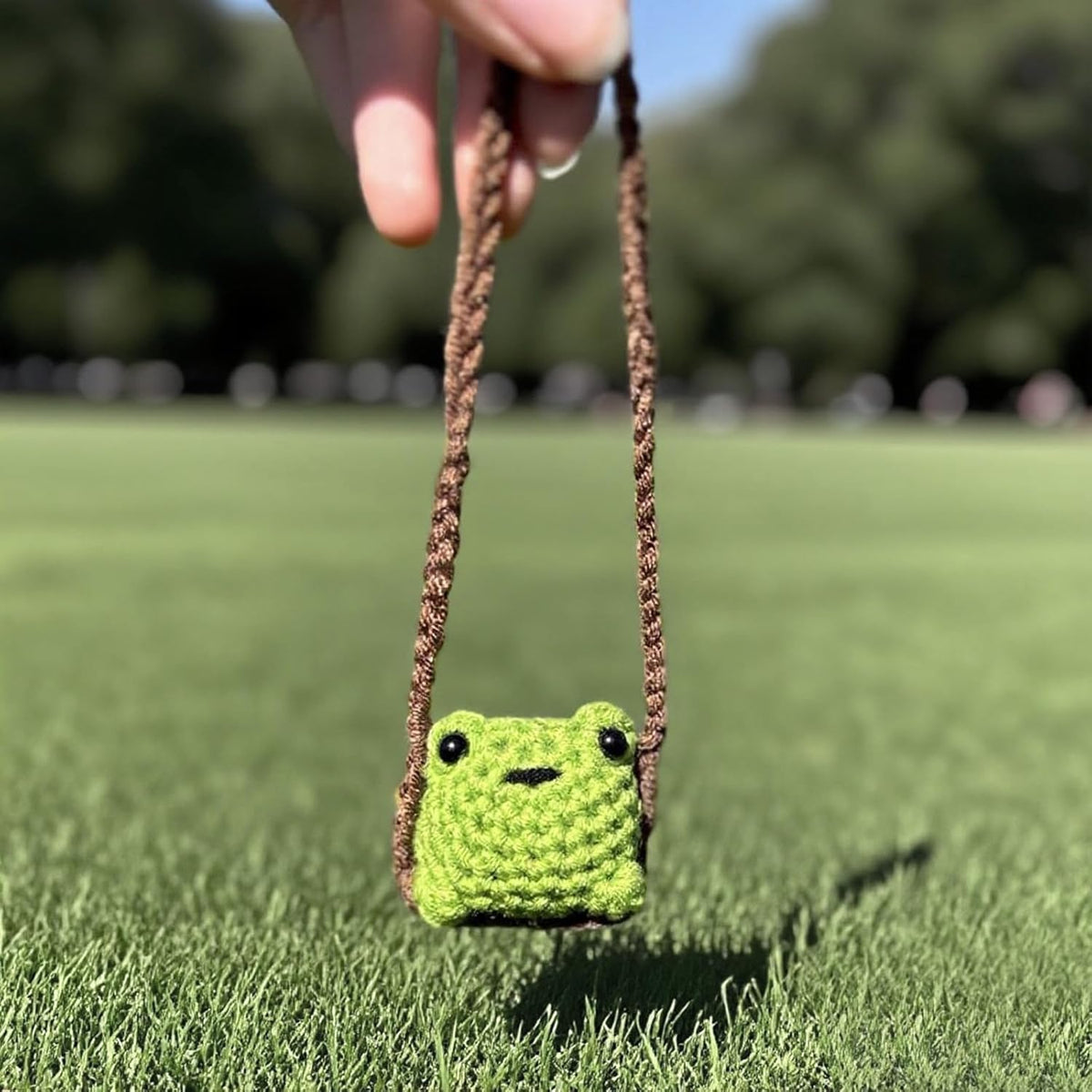 Cute Crochet Frog Car Decor,Rear View Mirror Accessories,Boho Hanging Charm