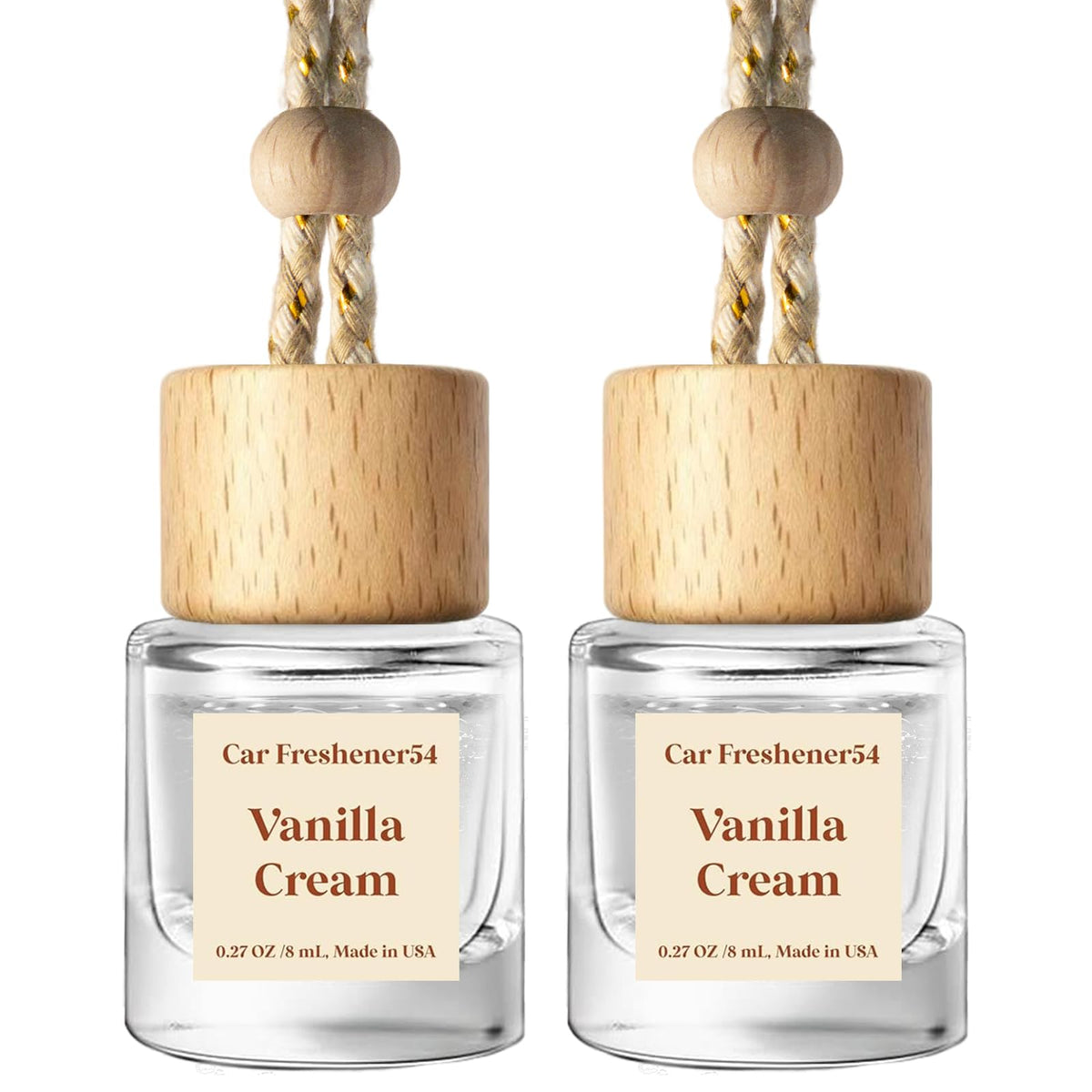 C Classy Car Air Freshener Hanging 2 Pack, Mahogany Teakwood Essential Oil Diffuser, Cute Glass Bottle, Long-Lasting Fragrance Car Accessories for Women & Men, Made in USA