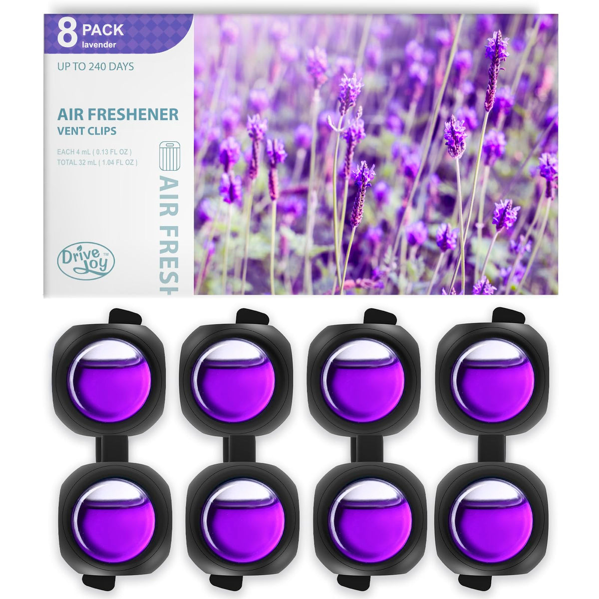 DRIVEJOY Car Air Freshener Vent Clips, 8 PK, 6 Ocean, 2 New Car Scent, Long Lasting Air Fresheners for Men & Women, Up to 240 Days, Odor Eliminator