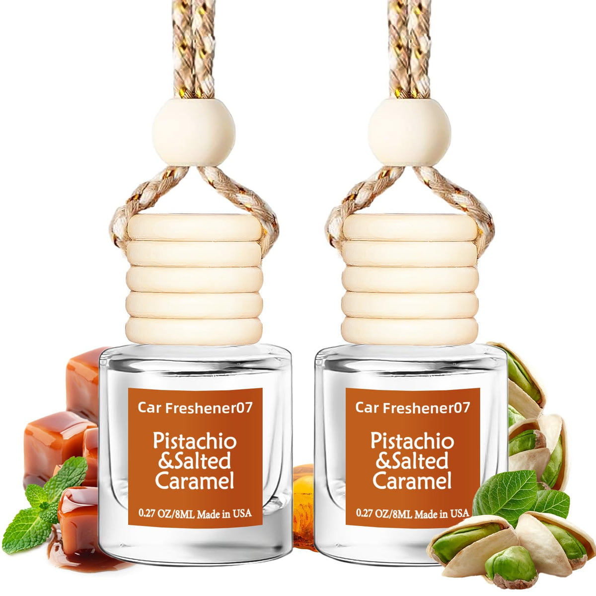 Hanging Car Air Freshener, Long Lasting Essential Oil Diffuser, Non-Toxic New Car Scent, Cute Car Fresheners for Women, 2 Pack Made in USA
