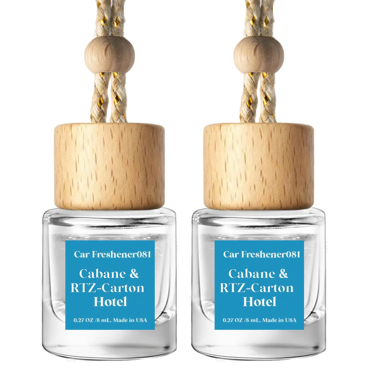 C Classy Car Air Freshener Hanging 2 Pack, Mahogany Teakwood Essential Oil Diffuser, Cute Glass Bottle, Long-Lasting Fragrance Car Accessories for Women & Men, Made in USA