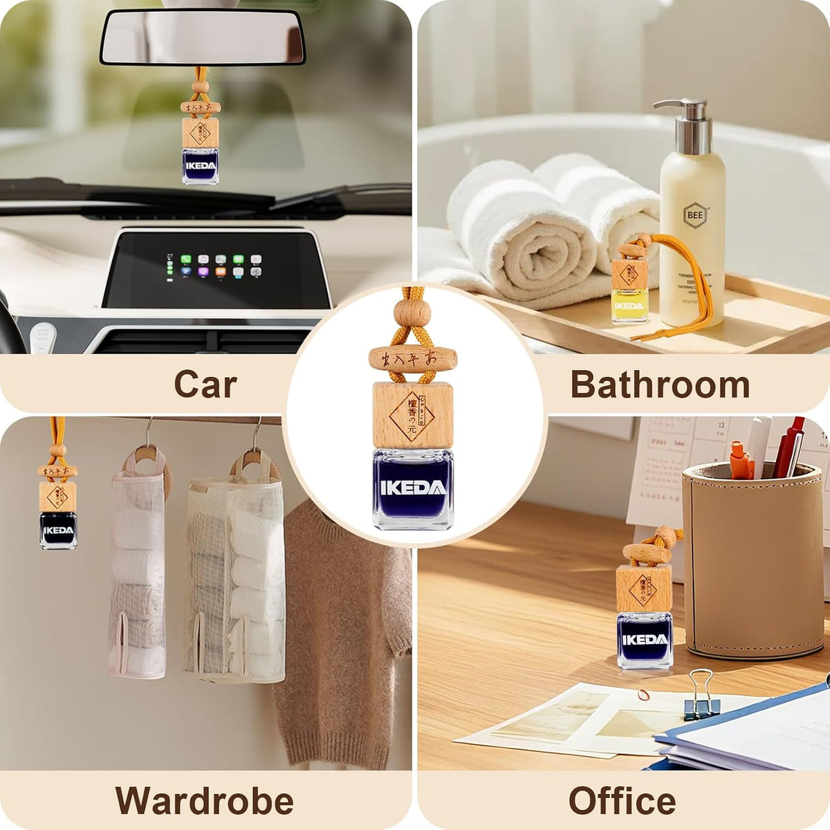 Hanging Car Air Freshener Diffuser, 3 Pack 10ml, 45 Days Long Lasting