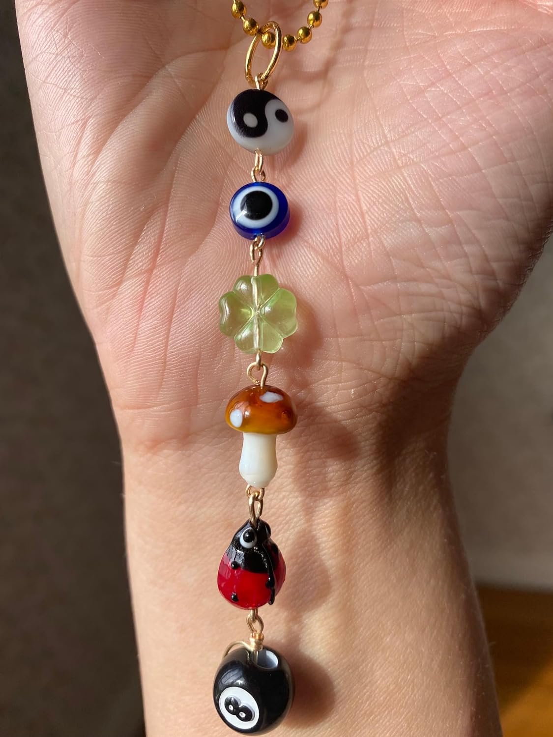 Evil Eye Car Hanging Charm,Rear View Mirror Accessories,Boho Mushroom Decor