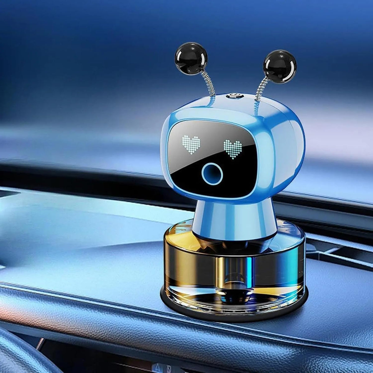 Robot Intelligent Aromatherapy Machine, Smart Cute Robot Car Air Freshener - Fine Spray/Fillable/Four-Gear Adjustment/Vibration Sensing/On-Off/Large Capacity Long-Lasting Fragrance/Black-V2(Cologne)