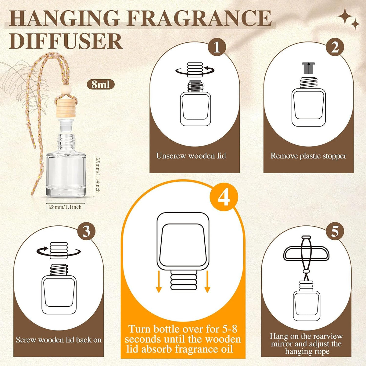 AROIC 4 Pack Car Air Freshener, Natural Essential Oil Freshener Diffuser