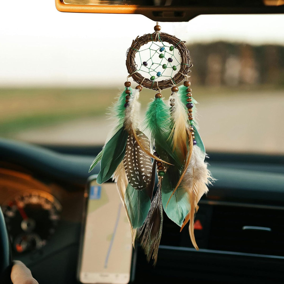 Artilady Mini Dream Catcher, Boho Car Decor Rear View Mirror Accessories