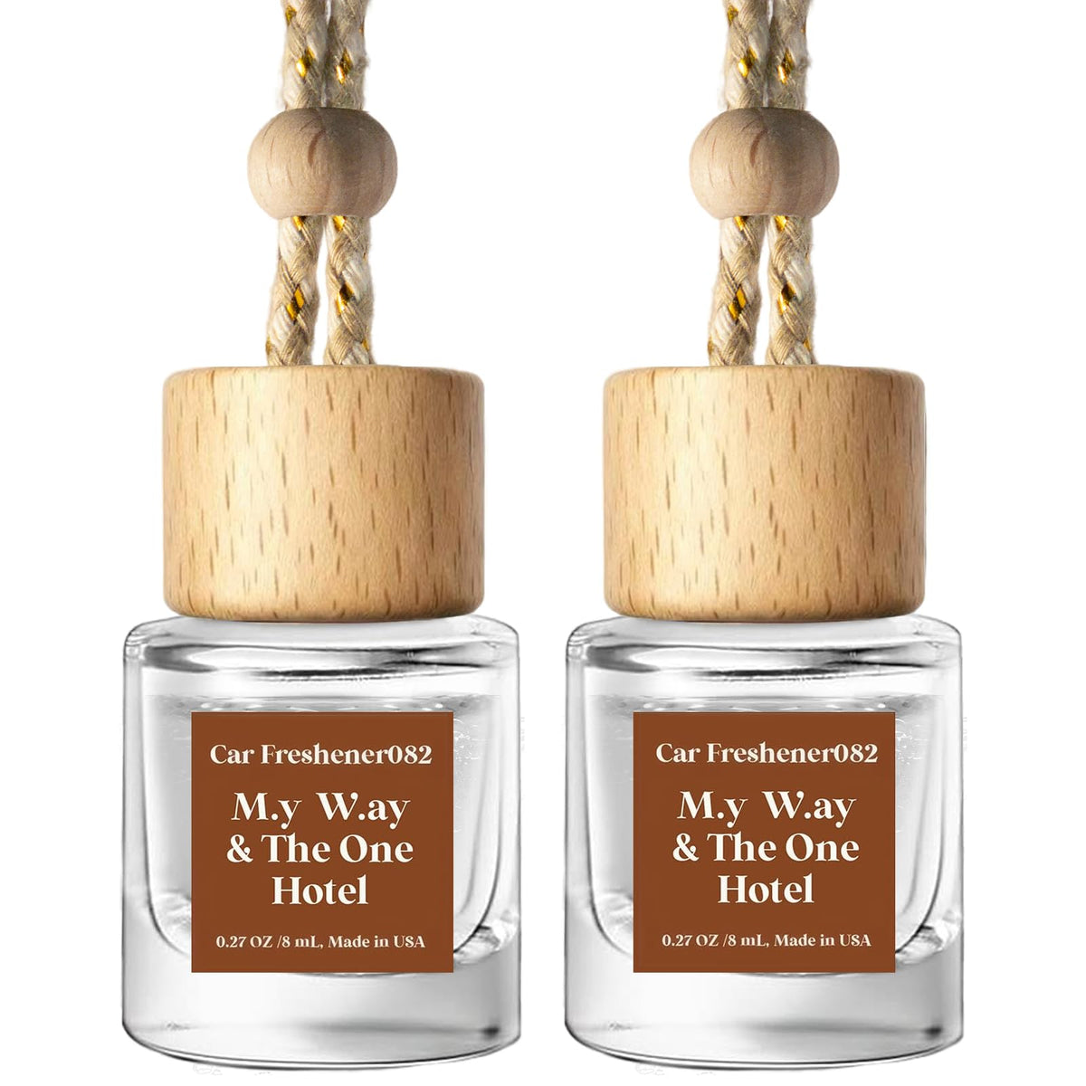 C Classy Car Air Freshener Hanging 2 Pack, Mahogany Teakwood Essential Oil Diffuser, Cute Glass Bottle, Long-Lasting Fragrance Car Accessories for Women & Men, Made in USA