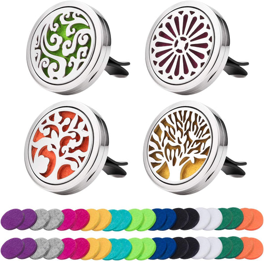 4 Pack Car Diffuser Vent Clip, Essential Oil Diffuser With 44 Felt Pads