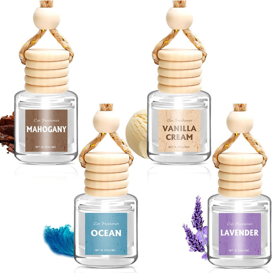 AROIC 4 Pack Car Air Freshener, Natural Essential Oil Freshener Diffuser