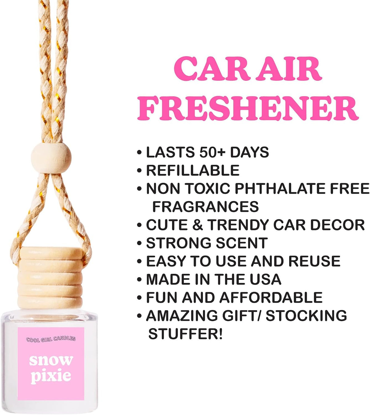 COOLGIRLCANDLES Pistachio Salted Caramel Hanging Car Air Freshener and Essential Oil Diffuser - Automobile Aromatherapy Diffuser Bottle
