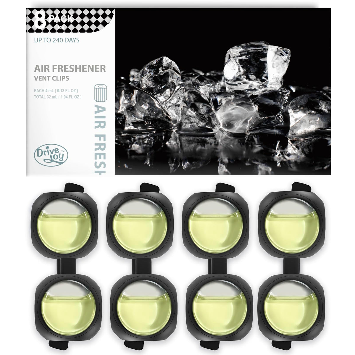 DRIVEJOY Car Air Freshener Vent Clips, 8 PK, 6 Ocean, 2 New Car Scent, Long Lasting Air Fresheners for Men & Women, Up to 240 Days, Odor Eliminator