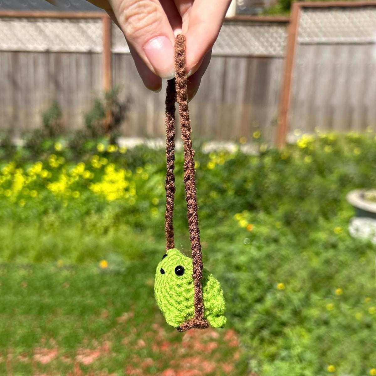Cute Crochet Frog Car Decor,Rear View Mirror Accessories,Boho Hanging Charm