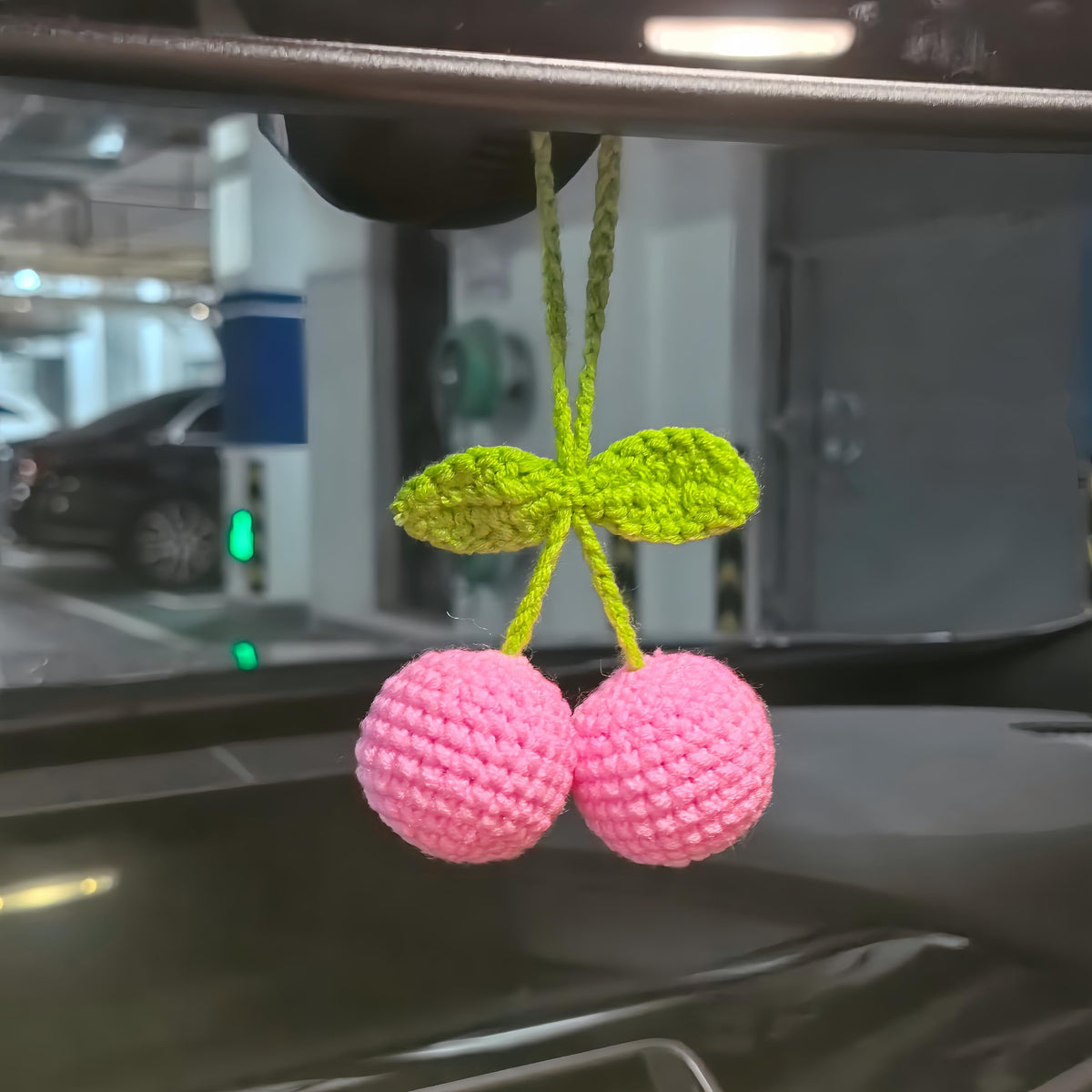 Cute Bowknot Love Car Mirror Hanger, Crochet Hand Knitted Rear View Mirror Accessory