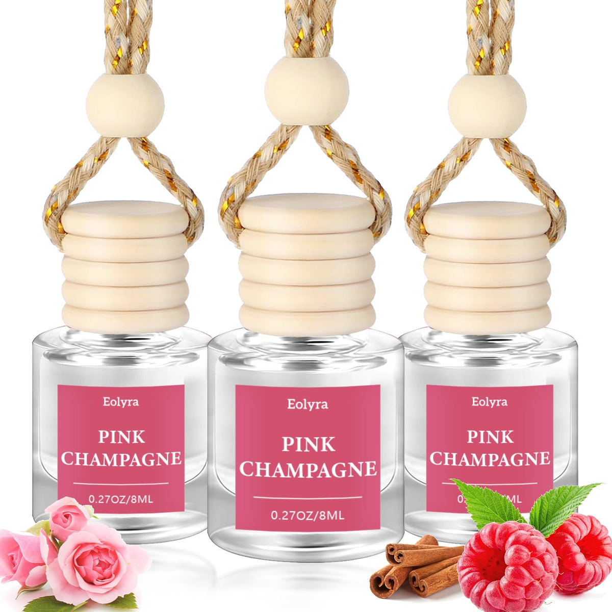 Hanging Car Air Freshener (Pack of 3) : Luxury Car Perfume for Women Men | Cute & Reusable Bottle with 45+ Days Long-Lasting Fragrance Oil Diffuser, Black ice