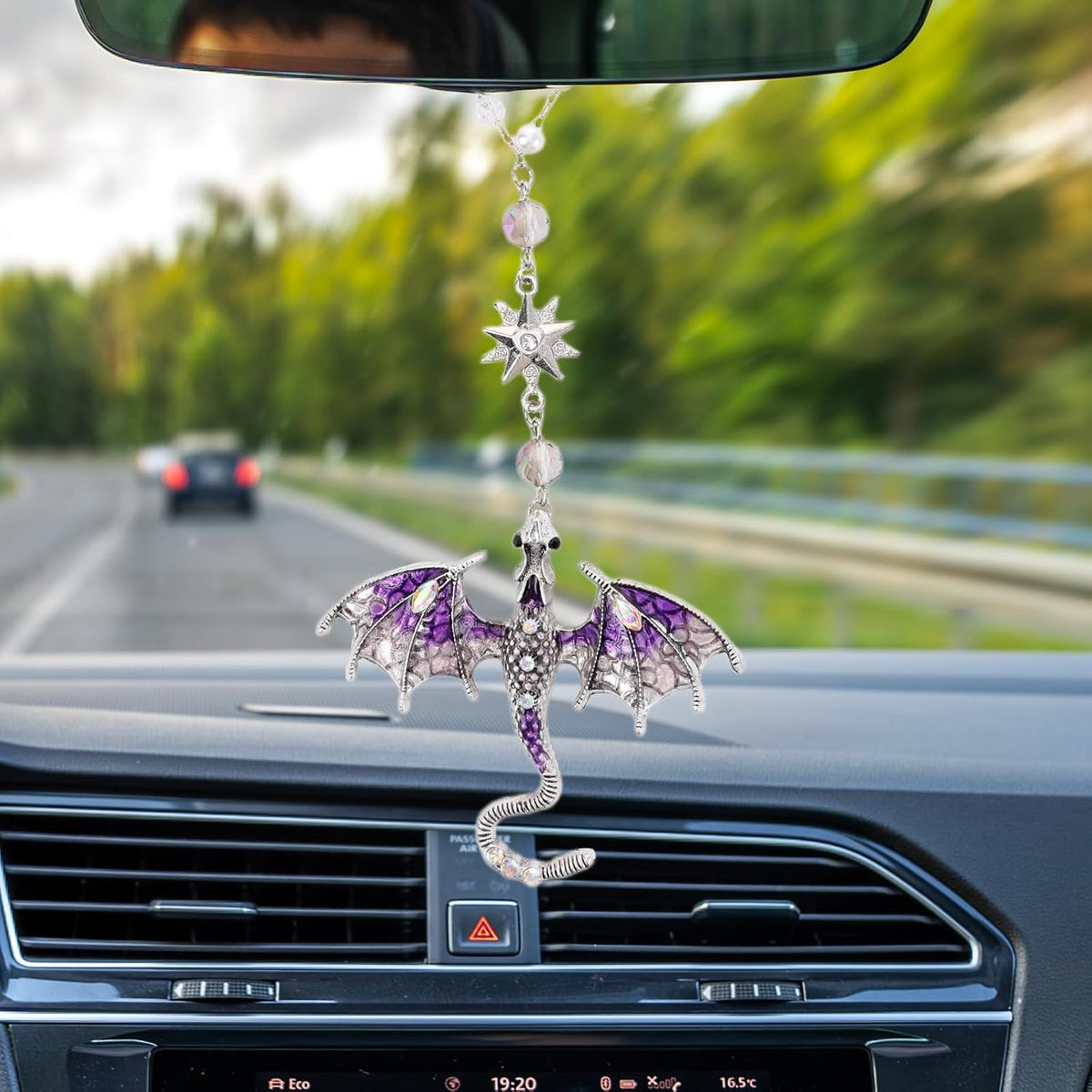 Purple Fantasy Dragon Rearview Mirror Charm