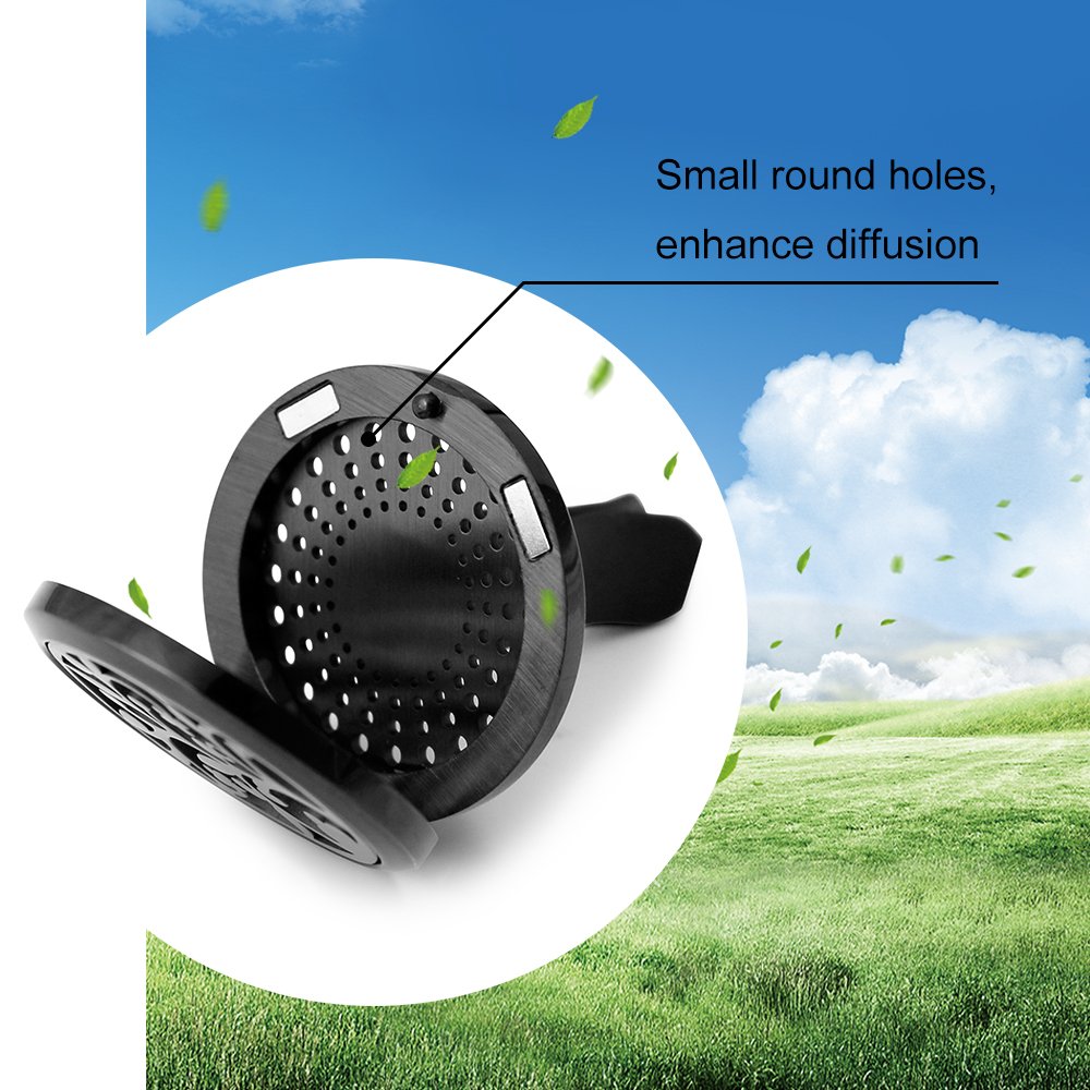 2PCS 30mm Black Car Essential Oil Diffuser Vent Clips with 12 Felt Pads