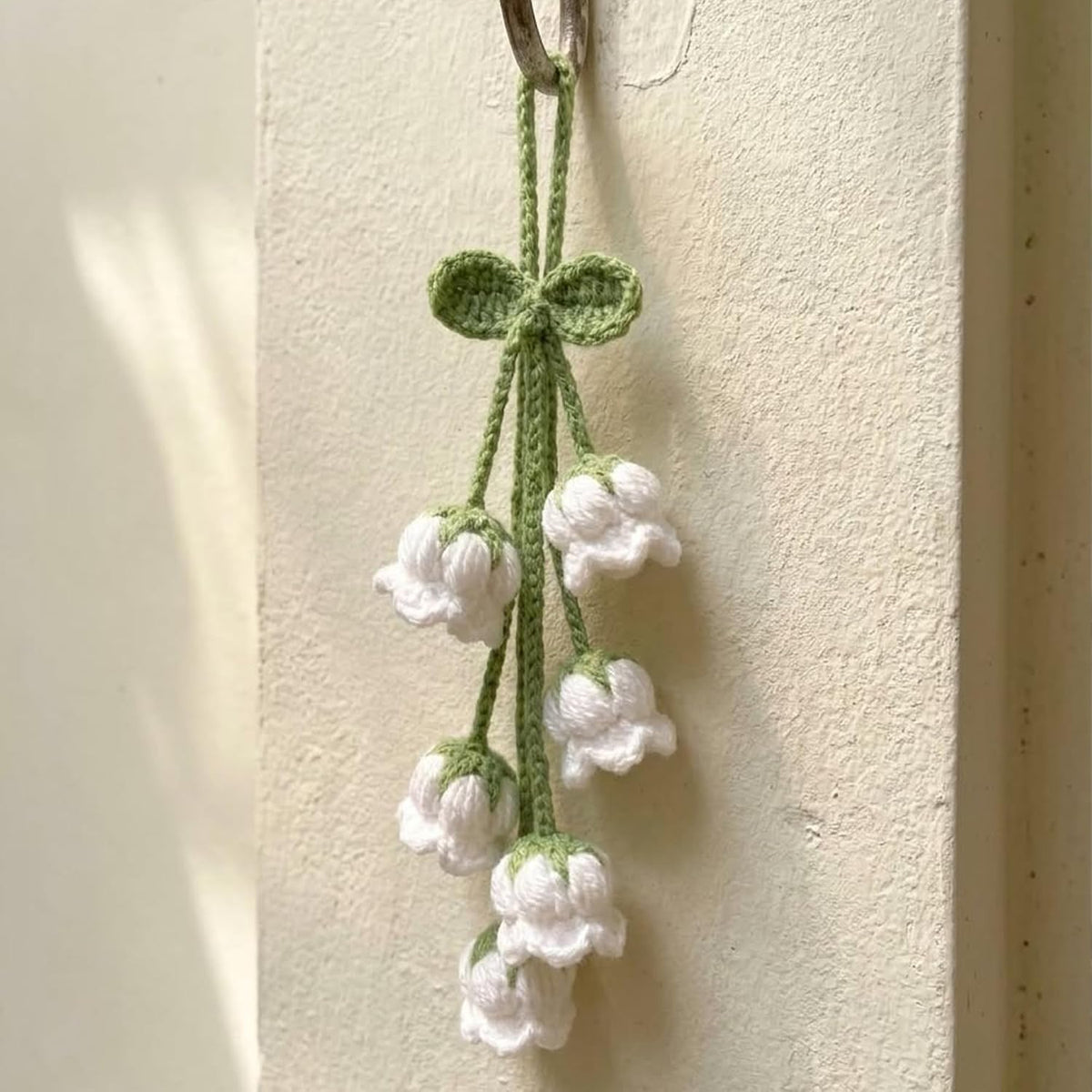 Crochet Lily Car Hanging, Handmade Lily Rearview Mirror Charm, Boho Car Decor, Crochet Flower Car Accessory, for Her D9