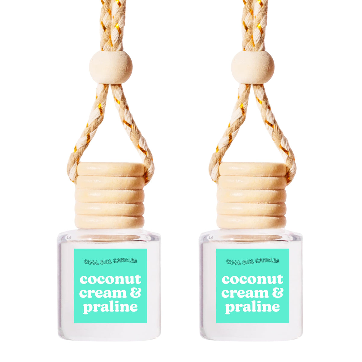 COOLGIRLCANDLES Pistachio Salted Caramel Hanging Car Air Freshener and Essential Oil Diffuser - Automobile Aromatherapy Diffuser Bottle