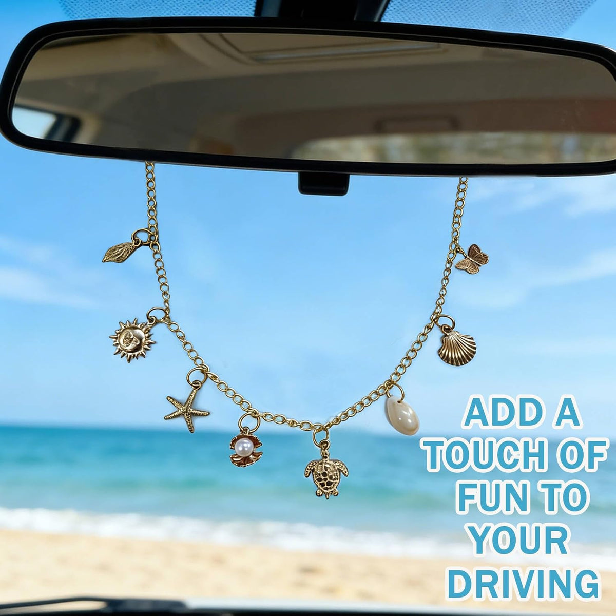 Car Rearview Mirror Charm Gold Hanging Cross Western Cowgirl Ornament