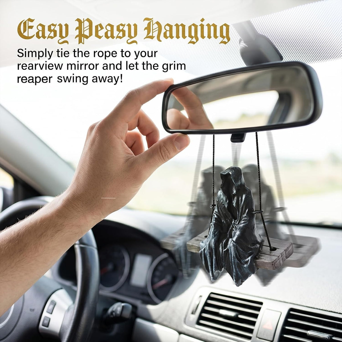 Grim Reaper Car Hanging Ornament Halloween Car Rear View Mirror Accessories