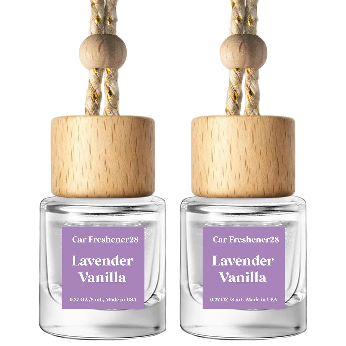 C Classy Car Air Freshener Hanging 2 Pack, Mahogany Teakwood Essential Oil Diffuser, Cute Glass Bottle, Long-Lasting Fragrance Car Accessories for Women & Men, Made in USA