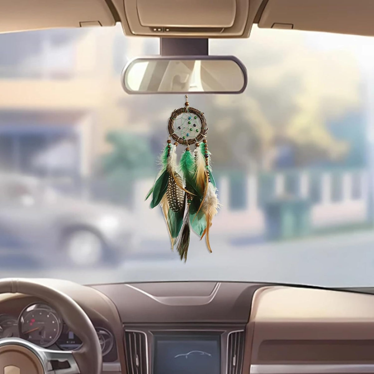 Artilady Mini Dream Catcher, Boho Car Decor Rear View Mirror Accessories