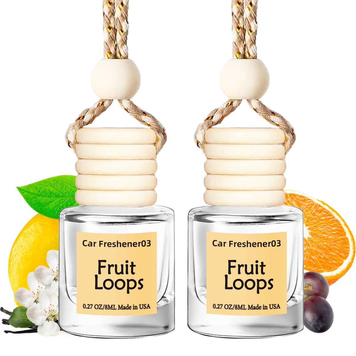 Hanging Car Air Freshener, Long Lasting Essential Oil Diffuser, Non-Toxic New Car Scent, Cute Car Fresheners for Women, 2 Pack Made in USA