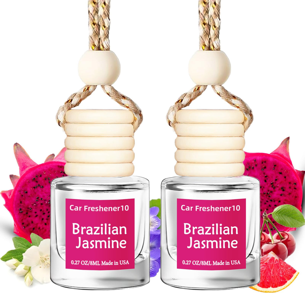 Hanging Car Air Freshener, Long Lasting Essential Oil Diffuser, Non-Toxic New Car Scent, Cute Car Fresheners for Women, 2 Pack Made in USA