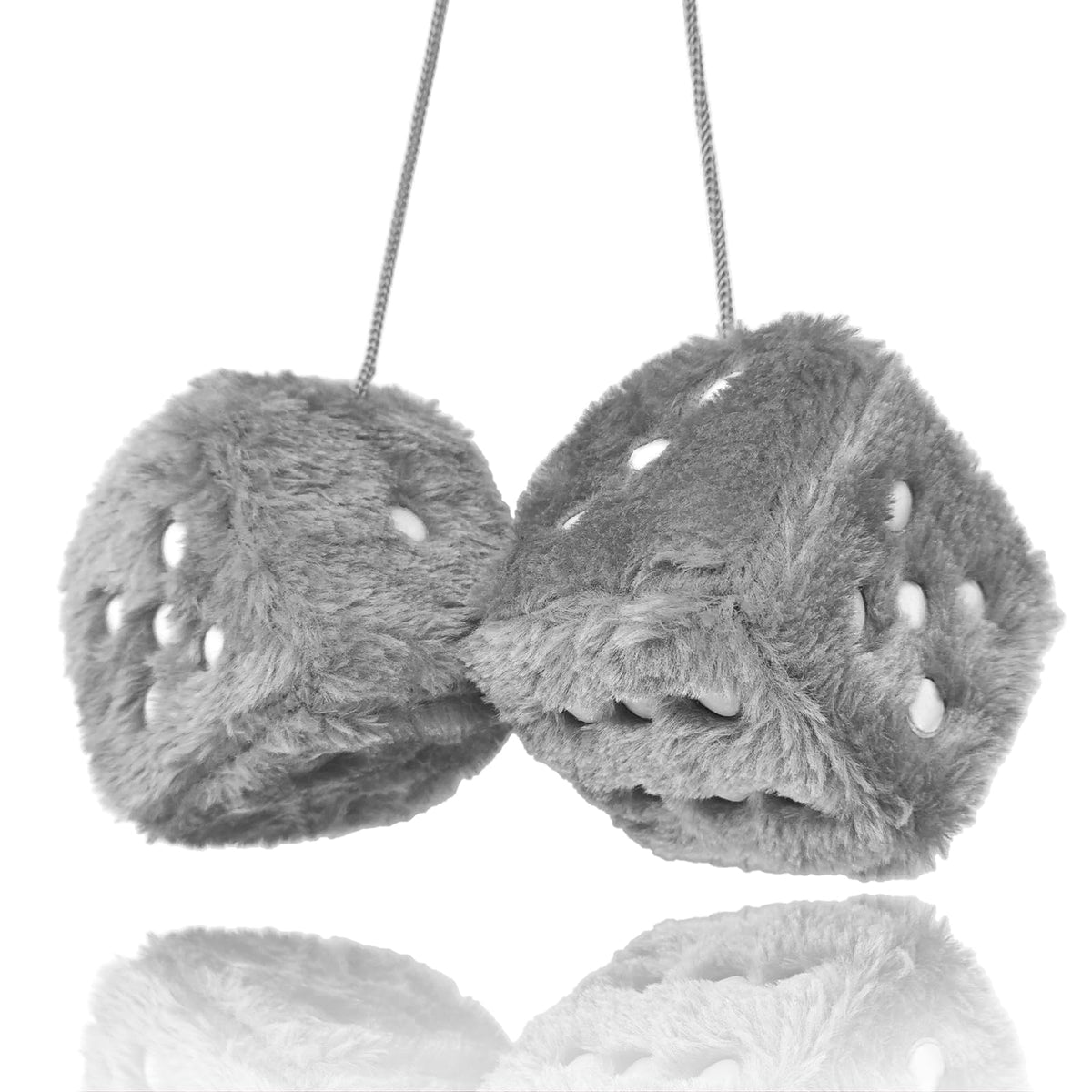 Fuzzy Plush Dice for Car Mirror, Pair of Retro 3” Red Dice with Black Dots for Car Interior Hanging Ornament Decoration