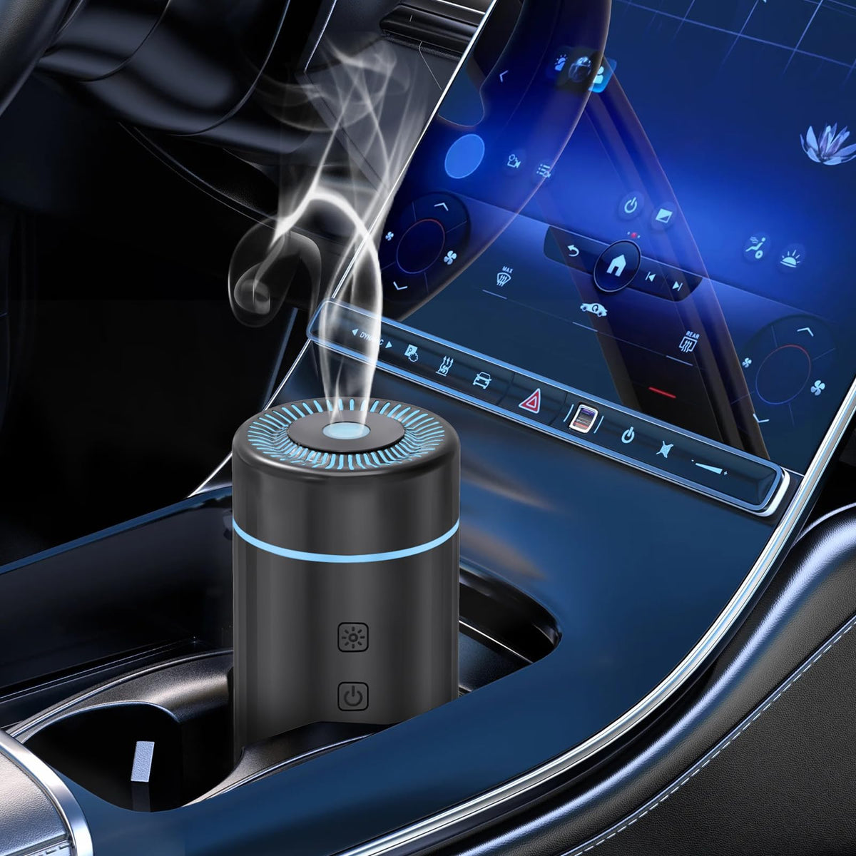 SEEDSEEL Car Aromatherapy Diffusers for Essential Oils，Mini USB Air Scent Small Humidifier with 7-LED Color Changing for Car Room Home Office Bedroom
