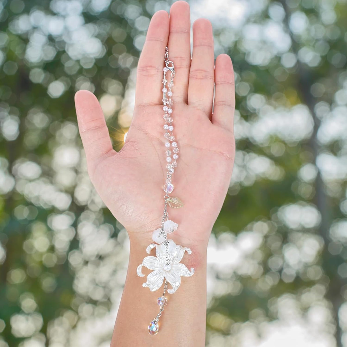 Lily of the Valley Leaf Car Charm White Summer Waterlily