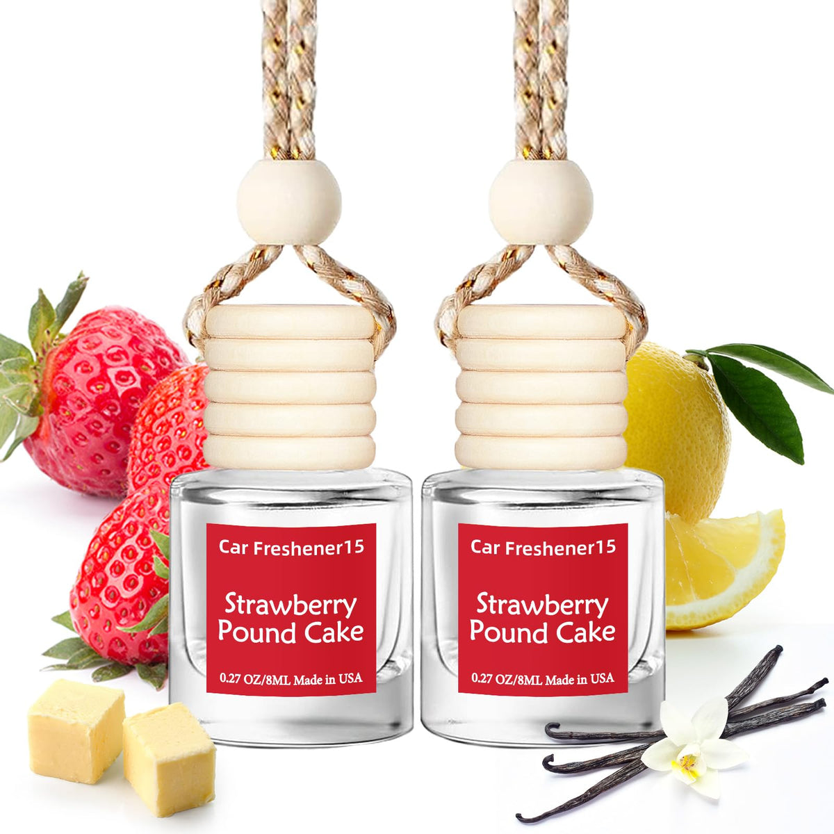 Hanging Car Air Freshener, Long Lasting Essential Oil Diffuser, Non-Toxic New Car Scent, Cute Car Fresheners for Women, 2 Pack Made in USA