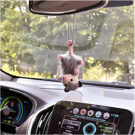 Possum Car Charm - 2024 New Opossum Gifts Rearview Mirror Accessory Swinging Car Ornament, Cute Car Mirror Aesthetic Decor Hanging Pendant Accessories Things, Cool Car Dashboard Decorations (Down)