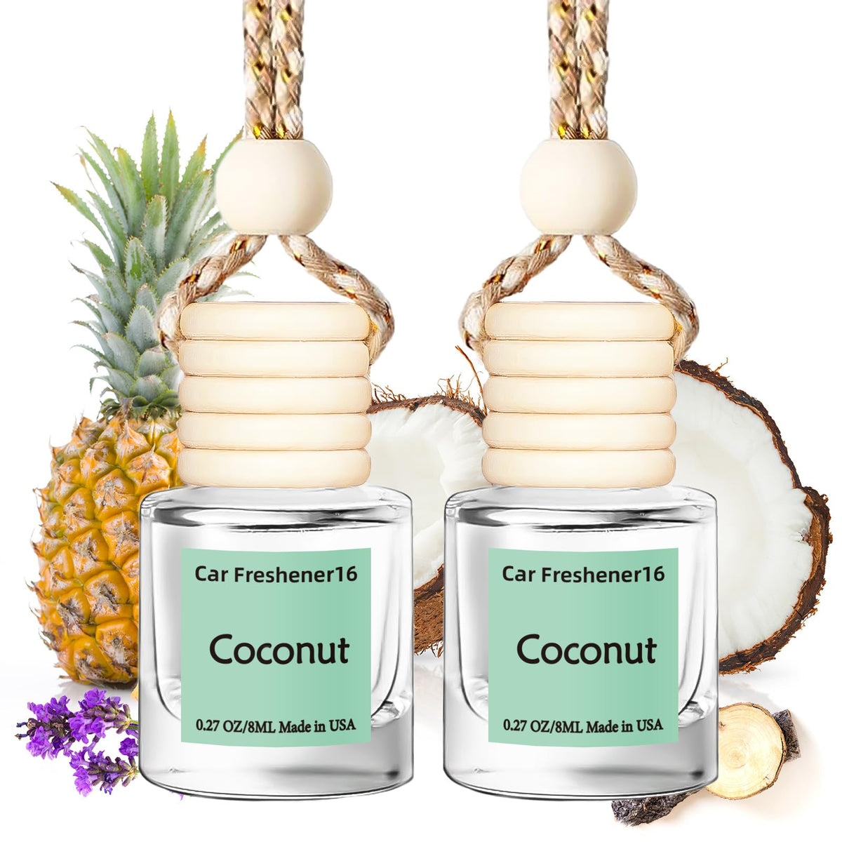 Hanging Car Air Freshener, Long Lasting Essential Oil Diffuser, Non-Toxic New Car Scent, Cute Car Fresheners for Women, 2 Pack Made in USA