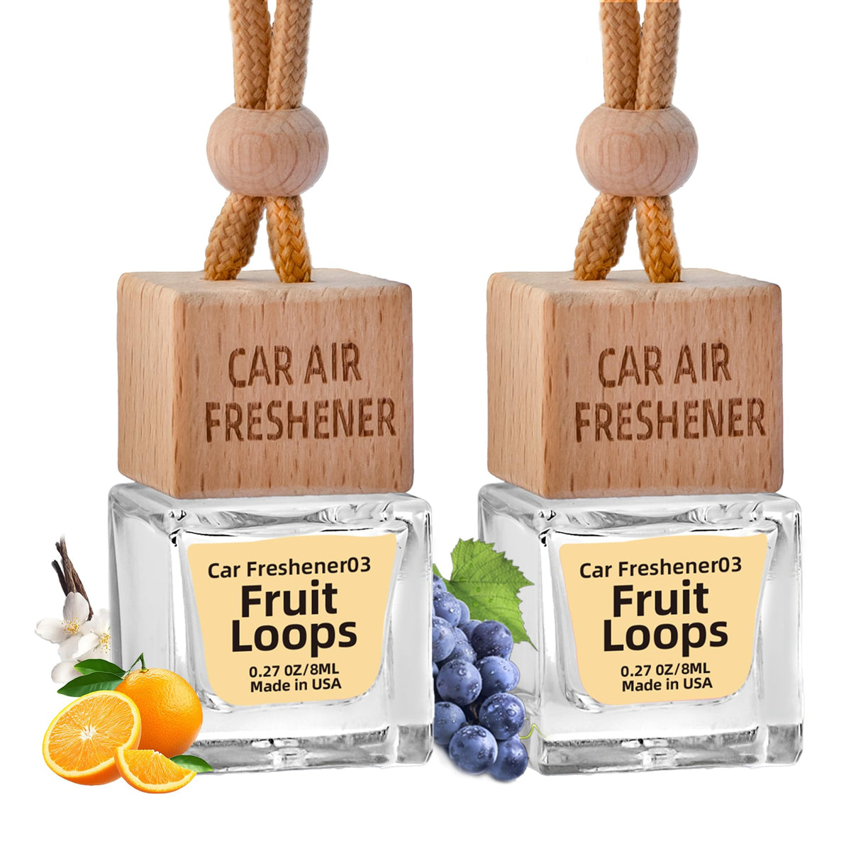 Car Air Freshener Hanging Diffuser – Long-Lasting Essential Oil Scent (Up to 60 Days) – Non-Toxic & Eco-Friendly – 2-Pack Auto Fresheners Made in USA