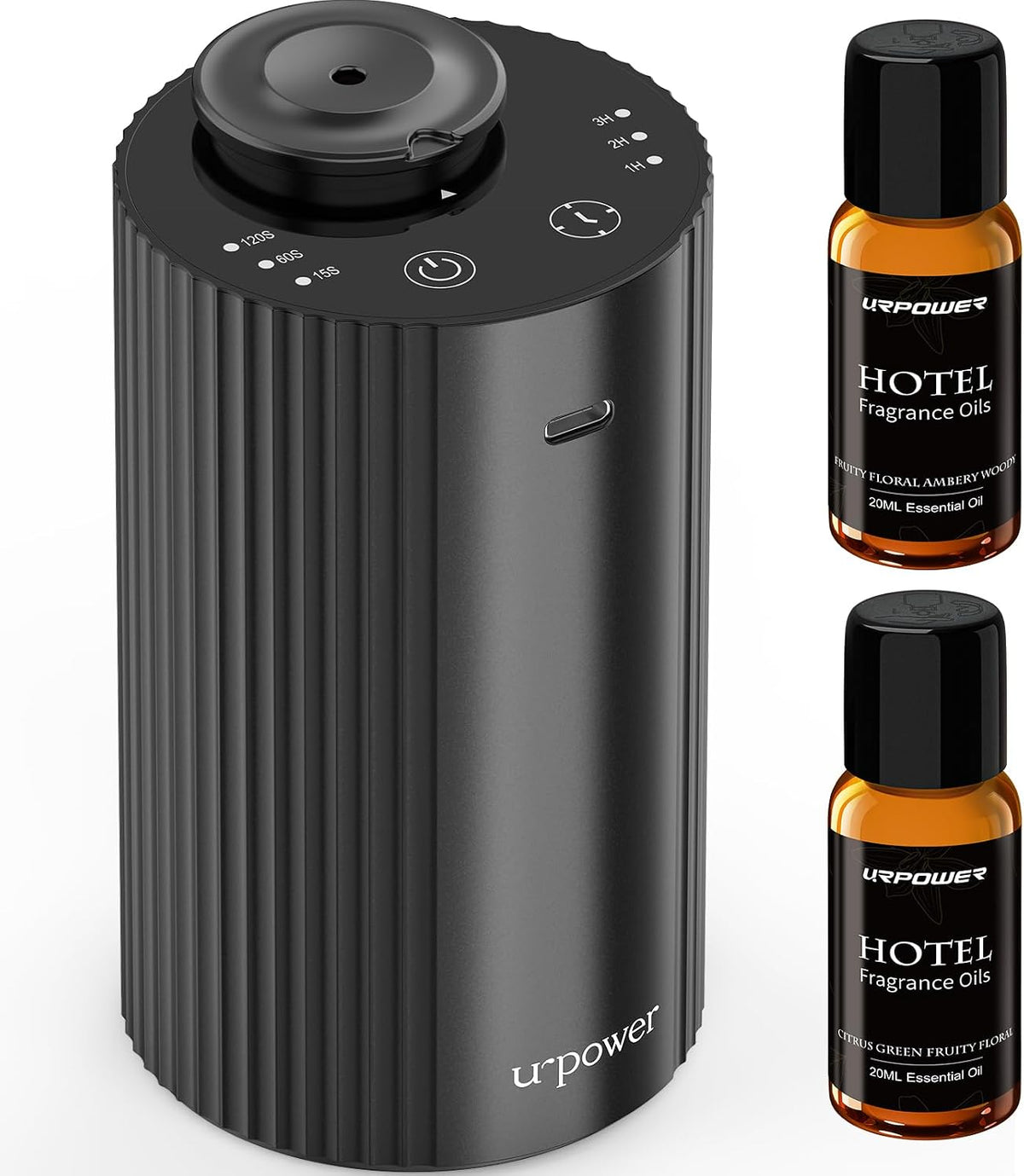 URPOWER Waterless Essential Oil Diffuser Cordless Mini Scent Diffuser 20mL