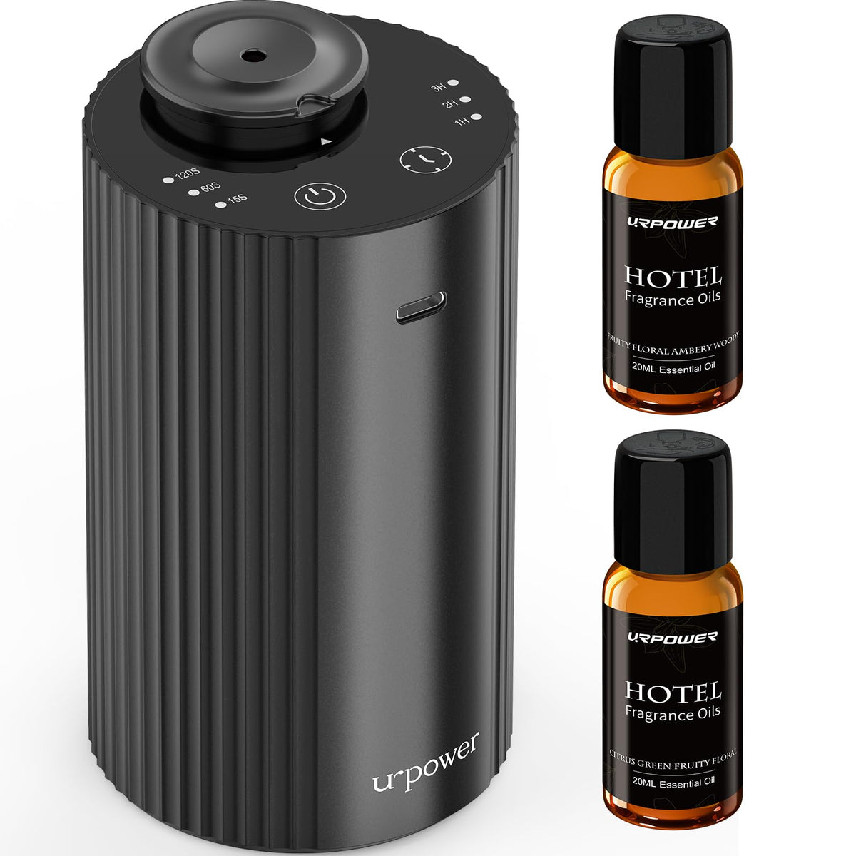 URPOWER Waterless Essential Oil Diffuser Cordless Mini Scent Diffuser 20mL