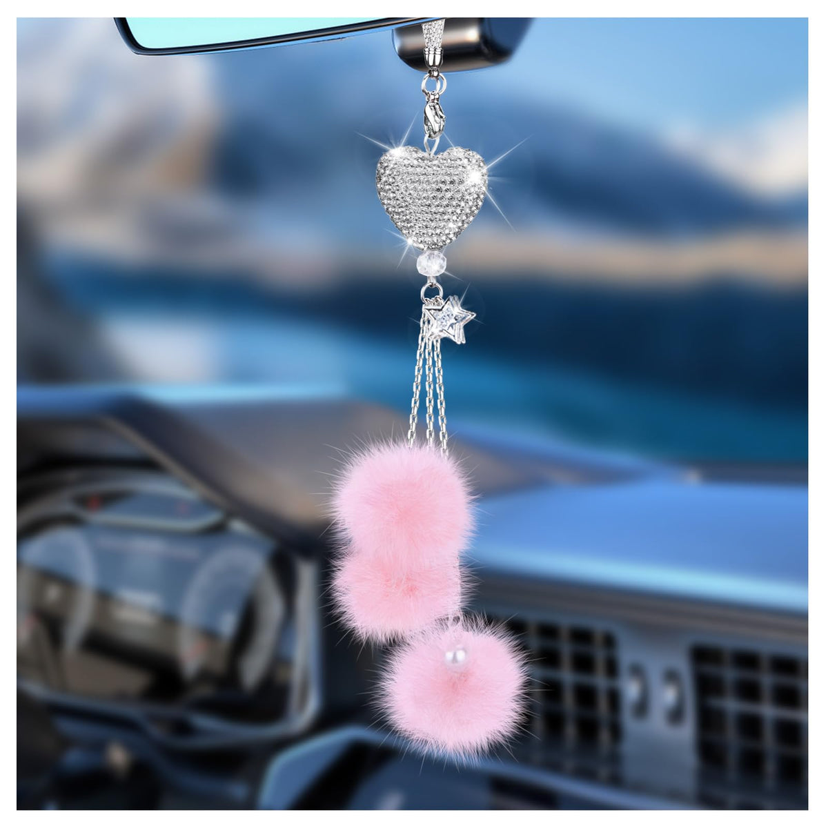 Bling Car Hanging Ornament, Bling Car Mirror Hanging Accessories for Women
