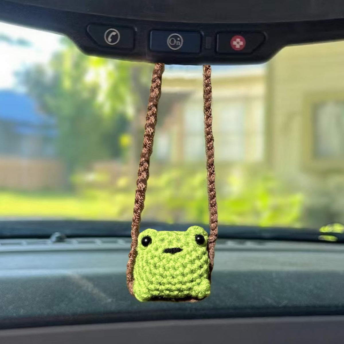 Cute Crochet Frog Car Decor,Rear View Mirror Accessories,Boho Hanging Charm