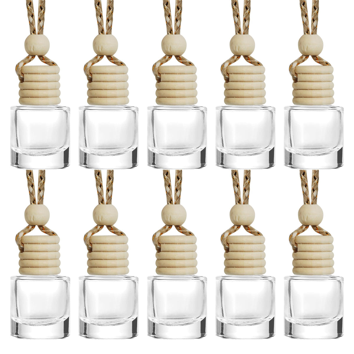 ESEWALAS 5PCs Hanging Car Air Freshener, Empty Glass Perfume Bottlespendant Bottle, Air Freshener Pendant