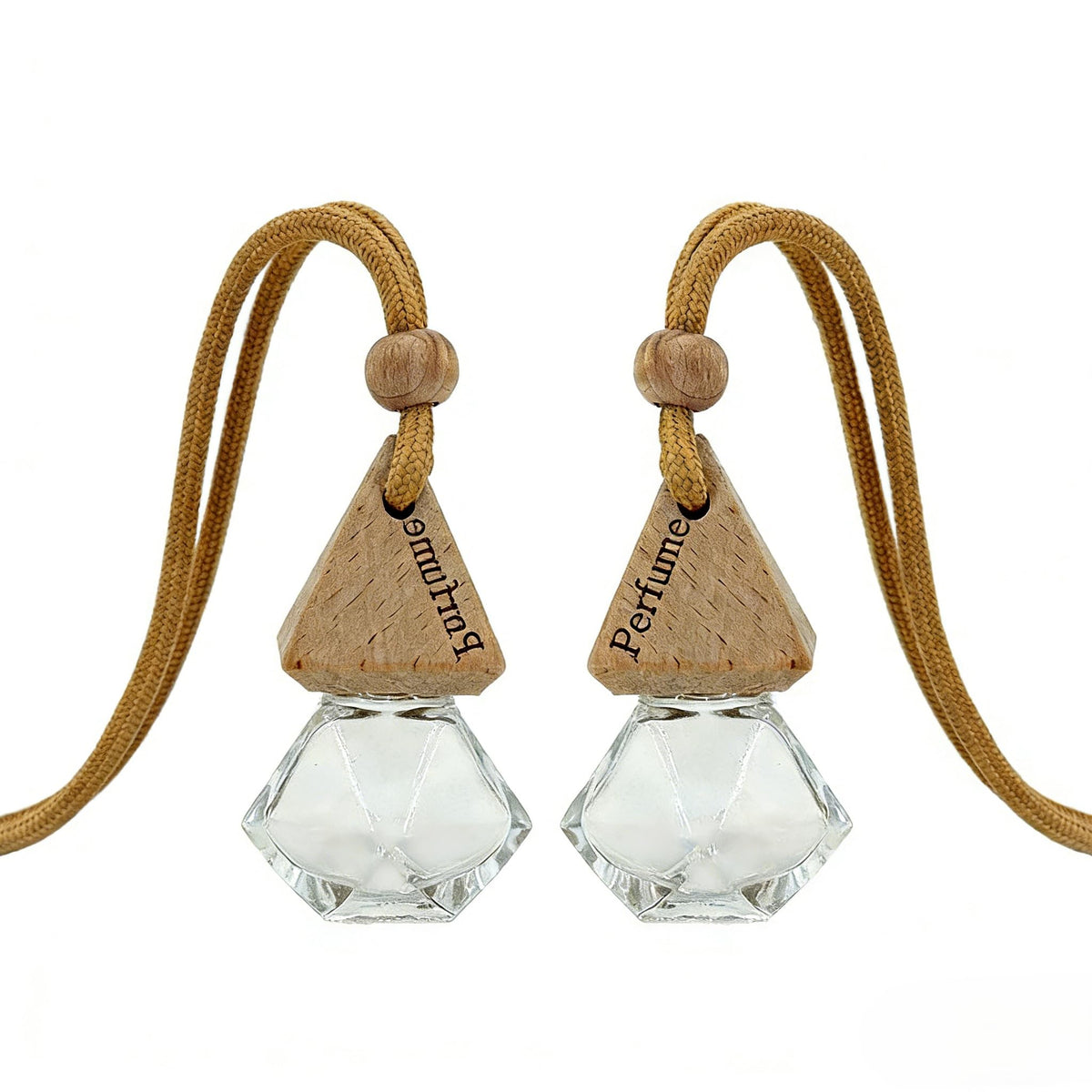 Refillable Car Air Freshener Hanging Diffuser, Empty Glass Bottle with Reed Sticks for Essential Oils, Car Scent Diffuser and Aromatherapy Pendant Decor for Women and Men, 2 Pack