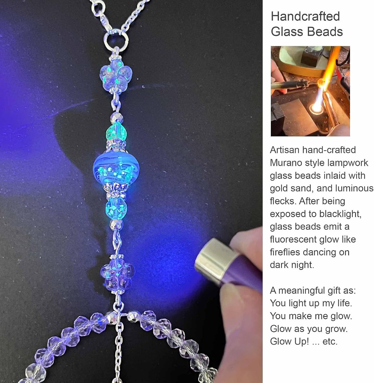 Artsy Crafts - Butterfly Hanging Car Charm for Rear View Mirror Accessories Dangling Sun Catcher Car Décor Ornament Murano Glass Firefly Beads Crystal Pendant (Puprple Butterfly)