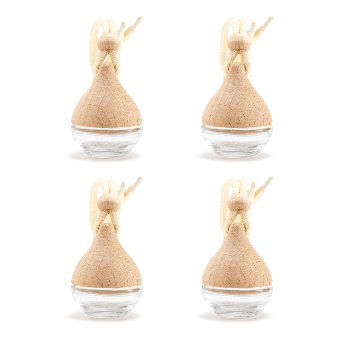 Refillable Car Air Freshener Hanging Diffuser, Empty Glass Bottle with Reed Sticks for Essential Oils, Car Scent Diffuser and Aromatherapy Pendant Decor for Women and Men, 2 Pack