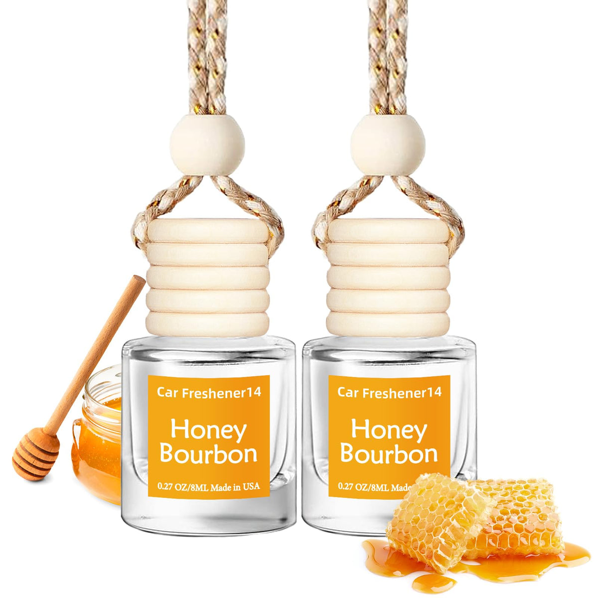 Hanging Car Air Freshener, Long Lasting Essential Oil Diffuser, Non-Toxic New Car Scent, Cute Car Fresheners for Women, 2 Pack Made in USA